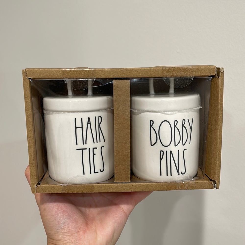 Rae Dunn Hair Ties and Bobby Pins Container